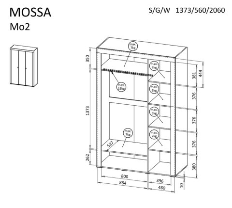 Szafa trzydrzwiowa Mossa